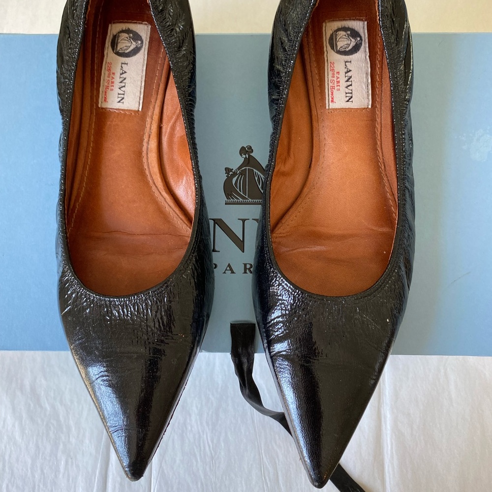 Black Lanvin slip ons. Size 9